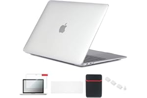 Se7enline MacBook Air 13 Inch Case 2020/2019/2018 Hard Shell Case Cover for MacBook Air 13-Inch Model A1932/A2179/A2337 with Sleeve Bag, Keyboard Cover, Screen Protector, Dust Plug, Transparent Clear