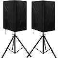 CREATCABIN Housse de Protection Extérieure pour Haut Parleurs Amplifiés Résistante aux Intempéries et aux UV en Tissu Oxford Épais 2D Imperméable et Anti Poussière Noire 45.7x30x28cm