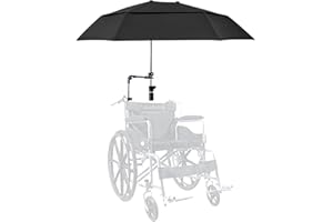 Cndiyald Wheelchair Umbrella with Adjustable Clamp - 40.9" Extended Double-Side Parasol for Rain/UV Protection, Prams, Beach Chairs, and Bleachers