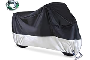 Manfa Moped Abdeckung wasserdichte Motorrad Abdeckung, Ohuhu All Season Motorrad Abdeckungen mit Lock, XXL Schwarz-Silber