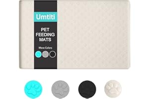 Umtiti Bowl Mat for Dogs and Cats (48 x 30 cm, Cream), Waterproof Non-Slip Silicone Dog Bowl Feeding Bowl Mat, Waterproof Mat with Rim, Dishwasher Safe, M-1 Piece, Cream