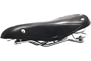 TentHome Sillín de bicicleta vintage Touren-City Sillín cómodo asiento de cuero con plumas remaches para mujer hombre