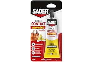 Sader Colle Contact Néoprène Liquide – Colle Extra Forte Tous Matériaux – Prise Immédiate – Idéale pour Surfaces Horizontales – Applicable au Pinceau – Tube de 125 ml