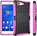 Produktbild Nnopbeclik Sony Xperia Z3 Compact /Z3 Mini Hülle, Dual Layer Rugged Armor stoßfest Handy Schutzhülle Silikon Tasche für Sony Xperia Z3 Compact /Z3 Mini - Rose Red + 1x Display Schutzfolie Folie
