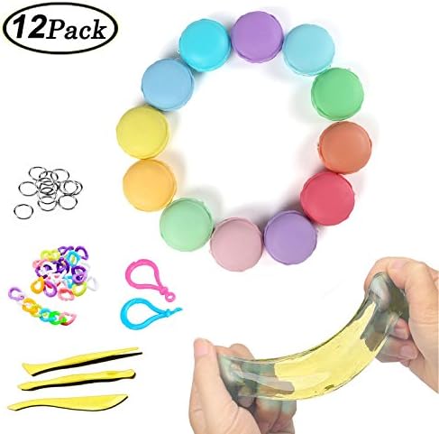 Amaza 12PCS Macaroons Slime Kit, Squishies Kawaii Crystal Slime Clay for Kids Gift DIY Slime Stress Relief Toys with 3 Craft Sculpture Tool (Multicolour)