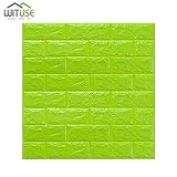 Tamaño: 70*15cm. Pegatinas De Pared Verde 3D Plástico Autoadhesivo Bricolaje Creativo Moderno De Ladrillo Tamaño 70*15Cm Salón Dormitorio Habitación Niños Baño Azulejos Decoración Impermeable Desmontable, Resp
