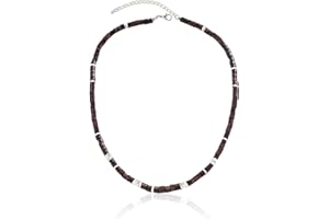 KSBBHDS 1 x męski naszyjnik z pereł, surf, biżuteria na szyję, spersonalizowany naszyjnik z drewnianych koralików, choker z pereł, patchwork z polimerowych pereł, 1 sztuka, Drewniane perły, glina polimerowa