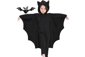 Fledermaus Kostüm Kinder Mädchen Jungen Vampir Outfit Kinderkostüm Overall Fledermausflügel Umhang Faschingskostüme Karnevalskostüme Fasching Karneval Halloween-Kostüm 110 116 122 128 134 140 146 152