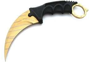 Generisch Hochwertiges 19cm CSGO Karambit Messer Übungsmesser Trainingsmesser Real-Life-Sammlung Jagd Survival Outdoor Counter-Strike Global Offensive Jagdmesser Knife (Gold Tiger [Scharf!)