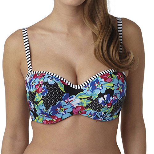Panache Womens Elle Underwired Bandeau Bikini Top size 34E in Multicoloured