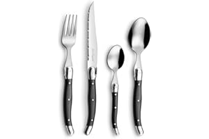 LOU LAGUIOLE - Coffret 24 couverts de table pour 6 personnes - Rustic - Acier inoxydable 18/0, Finition Standard - Gris