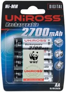 Uniross AA 2700mAh (4) Rechargeable Battery Ni-Mh