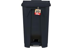 KARAT Pattumiera con coperchio ermetico e 2 polsini, in plastica, per interni esterni, resistente alle intemperie, ideale per giardino ristorante (grigio (Olaf), 80 l)