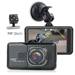 icamecho Double caméra embarquée DVR Full HD 1080p Enregistreur de