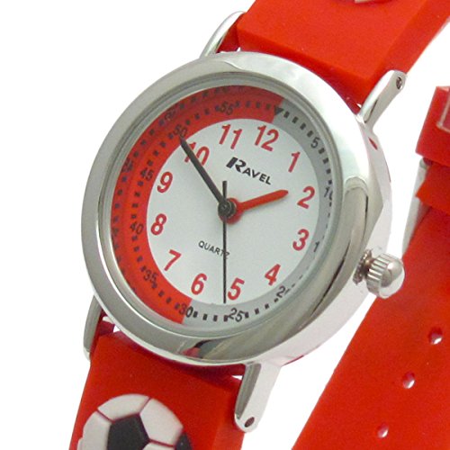 Ravel-Fuball-Time-Teacher-wei-Zifferblatt-Kids--Jungen-Rot-Armbanduhr-R151332R