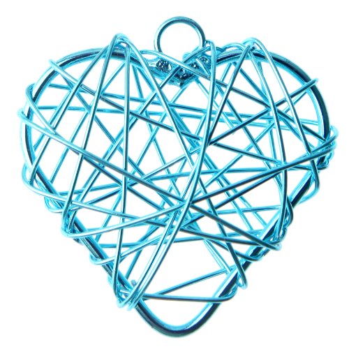Dekoanhänger in türkis aus Draht in Herzform - Inhalt pro Packung 6 Stück