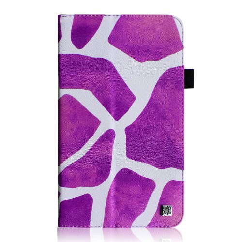Fintie Samsung Galaxy Tab 3 7.0 (7 Zoll) SM-T210 SM-T211 Hülle Case – Slim Fit Folio Bookstyle Kunstleder Schutzhülle Cover Tasche mit Ständerfunktion und Stylus-Halterung, Giraffe Lila - 3