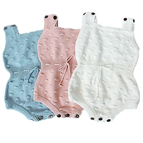 Bbsmile Nouveau-né Bébés filles Tricoté Halter enfant en bas âge Sangle Jumpsuit Vêtements Romper Outfit (Beige, 90)