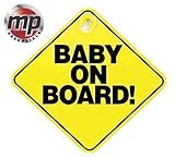 MP Essentials Baby On Board Child Safety Car Rear Window Sign Badge Decal - Yellow