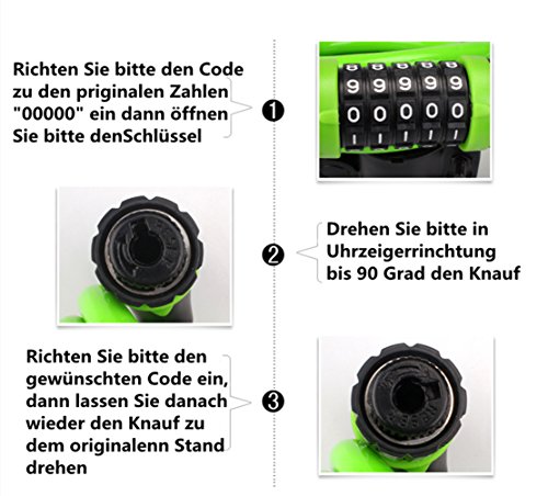 Sunjas Neu Fahrradschloss Zahlenschloss 120cm Motorradschloss Panzerschloss - 2