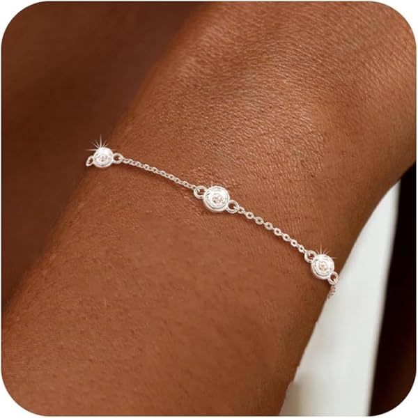 FAZKAR Bracelet Femme Argent 925 Double Chaîne Bracelet Personnalisé
