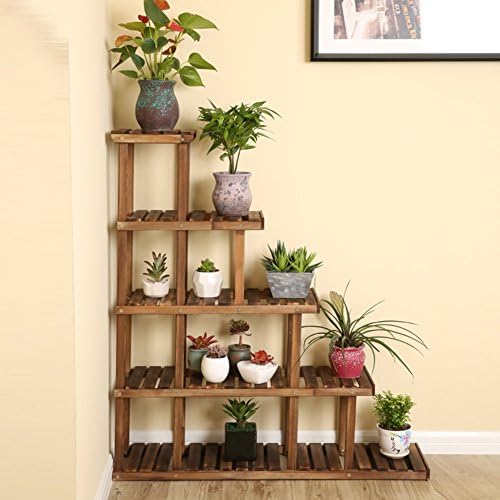 Solid Wood Multilayer Flower Racks Balcony Flower Indoor Floor Pot Holder Plant Flower Racks Preservative Wood-A