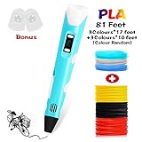 [● Filamento colorido disponible para bricolaje ●]: este lápiz de impresión 3D es compatible con PLA y ABS. Ofrecemos 3 colores * 17 pies + 3 colores * 10 pies (color al azar), 1.75 mm de diámetro, filamento total de PLA de 81 pies. Comparado con el ABS, el filamento de PLA es más ecológico y más seguro.