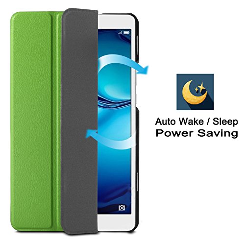 Huawei MediaPad M3 8.4 Hülle, Infiland Ultra Dünn Tri-Fold Smart-Muschel PU Leder Ultra Schlank Superleicht Ständer Smart Shell Cover Schutzhülle Etui Tasche für Huawei MediaPad M3 8.4 Tablet-PC (mit Auto Schlaf / Wach Funktion)(Grün) - 7