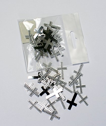 2.er Pack Kreuze Tischdeko silber Kreuz, 50 Teile zur Kommunion Konfirmation Taufe - 2