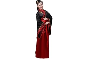 Xingsiyue Chinese Ancient Traditional Hanfu Costume Stage Performance Tang Suit Dance Dress for Women (Black Red,22)