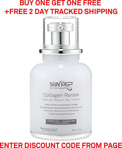 SkinPep Collagen Renew - Peptide Repair Day Cream - Skin Moisturisers + Retinol + Hyaluronic Acid Serum + Vitamin C + Peptides - SkinPep Best Choice For Premium Quality Repair Cream