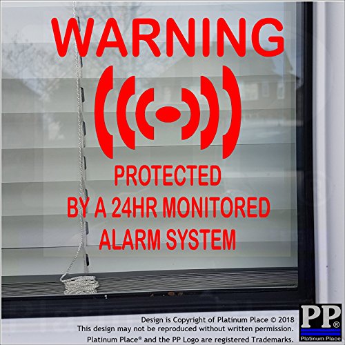 6 x PROTECTED Stickers for Windows-RED onto CLEAR-Monitored Alarm System-24hr Security Warning Signs for House, Flat, Store,Shop, Property-Self Adhesive Vinyl Signs,Business