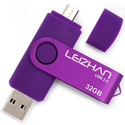 LEIZHAN 32GB OTG (On the Go) USB Dual Port (USB 2.0 und Micro USB) Speicherstick Schwenken Flash Drive Externer SpeichergerÃ¤t USB Stick zum Android Smartphone & Tablet Lila