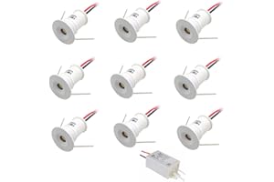 ruimeimei 9PCS 12V 1W Recessed Celling Light for Kitchen, Stairs, Closet, Hallway,DIY Lighting Warm White Showcase Light Cabinet Downlight IP65 (White Shell, 120D White)