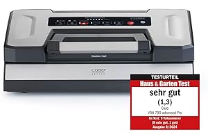 CASO VRH 790 advanced Pro – bardzo dobry wynik testu, do 200 procesów pakowania próżniowego non-stop, z opatentowaną funkcją CASOTEK Liquid z podwójnym szwem spawalniczym, w zestawie worki próżniowe