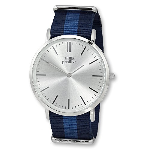 Think Positive - Orologio da uomo donna Classic analogico Casual Tessuto/Nylon di bracciale blu orologio al quarzo utp3055b