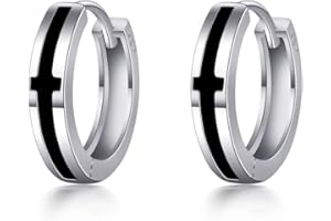 Immobird Creolen Schwarze 925 Sterling Silber Ohrringe Creolen Klein Schlafen Kreolen Unisex Damen Ohrringe Herren