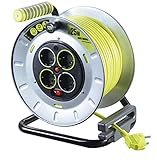 230 V Master Plug Pro-XT de Metal L Carrete alargador de Cable con 4 enchufes, Interruptor y con protección térmica, 25 m, OTMG25164SL - px
