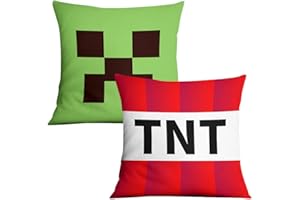 FISAPBXC Anime Cushion Cover, 2pcs Cartoon Cushion Cover M-inecraft Cartoon Pattern Decorative Pillow Cover Video Game Throw Pillow Cases Home Decor Birthday Gifts for Girls and Boys