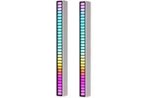 Kwak's Aktywowane dźwiękiem oświetlenie otoczenia RGB LED, 8 trybów synchronizacji muzyki, możliwość ładowania, idealne do samochodu i gier (2 sztuki) (białe)