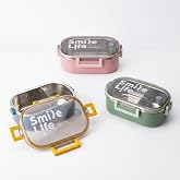 Deconox Paslanmaz &Ccedil;elik Yemek Kabı 980 ml, B&ouml;lmeli İ&ccedil; Hazneli Kilitli Kapaklı Lunch Box, Mavi Yeşil Pembe Renk Se&ccedil;enekli Taşı