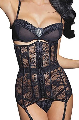 KUOSEWomens Waist Cincher Boned Corset Bustier Sexy Laced Bodyshaper Lingerie