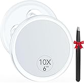 Auxmir Fogless Shower Mirror, 10X Magnifying Suction Cup Mirror for Bathroom, Shatterproof Anti Mist Cosmetic Mirror for Eyeb