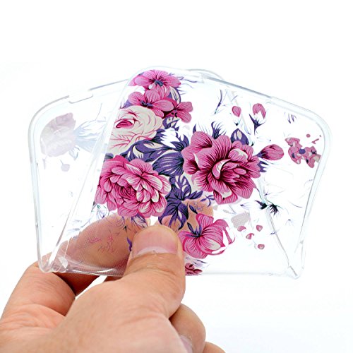 Samsung Galaxy S5 Mini Hülle,TOYYM Transparent Kristall Ultra Dünn [Perfect fit] Soft Bumper Handyhülle Case TPU Silikon Backcover,Durchsichtige Schutzhülle Anti-scratch mit Retro Muster Design hinten Tasche Etui für Samsung Galaxy S5 Mini-Pinke Rose - 2