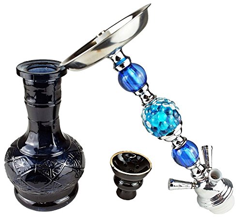 BAYLI – Shisha Set, Hookah, Orientalische Wasserpfeife mit 3 Schläuchen inklusive Zange, Tonkopf Shisha Höhe- ca. 52cm Nargile Hookah mit Tonkopf und Zange + Alufolie + 10 x Mundstück F30 - 3