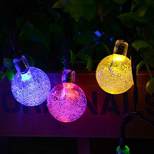 SunJas 30 LEDs 6 Meter Solar Lichterkette Garten Globe Außen bunt Solar Beleuchtung Kugel für Party, Weihnachten, Outdoor, Fest Deko usw. (30 LEDs bunt) - 6