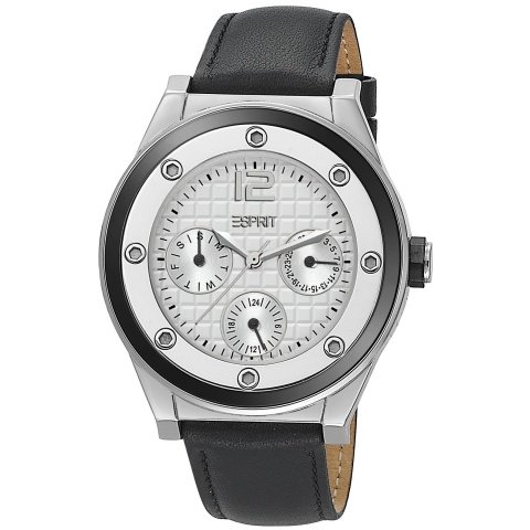 Esprit ES104172001 solana black Uhr Damenuhr Lederarmband Edelstahl 50m Analog Datum schwarz