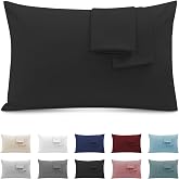 Pillowcase 50x90 (Set of 2) - Pillow Case with Zip Microfiber Super Comfortable, Soft and Breathable - Black