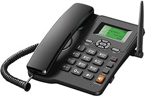 Bisofice Schnurgebundenes Telefon, Schreibtischtelefon, unterstützt GSM 850/900/1800/1900 MHz, Dual-SIM-Karte, 2G, Festnetztelefon mit Funkantenne, Weckfunktion für Zuhause, Callcenter, Büro, Hotel