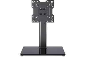 XINLEI Universal TV Stand Base for Most 17-43 Inch Flat/Curved Screens, Tilt Table Top TV Stand Height Adjustable with Tempered Glass Base Holds up to 40kg, VESA 200x200mm, TS103